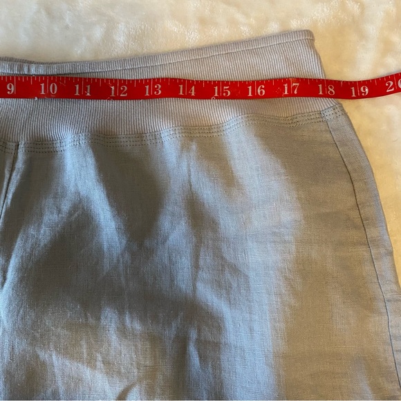 NWT BLUE Saks Fifth Avenue Linen Wide Leg Light Gray Pull On Pants Sz XL - Picture 8 of 11